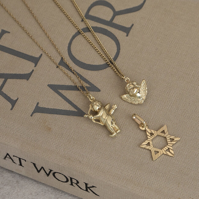 Golden pendant Cupid 14 karat