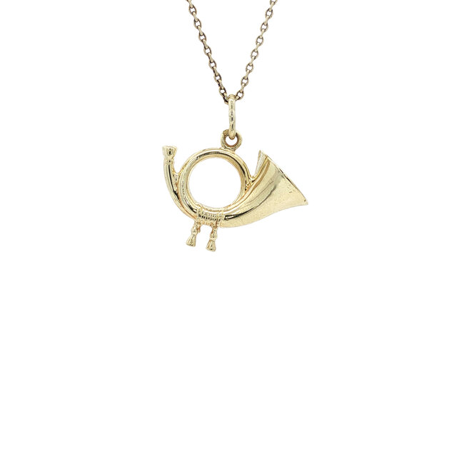 Gold pendant French horn 14 karat