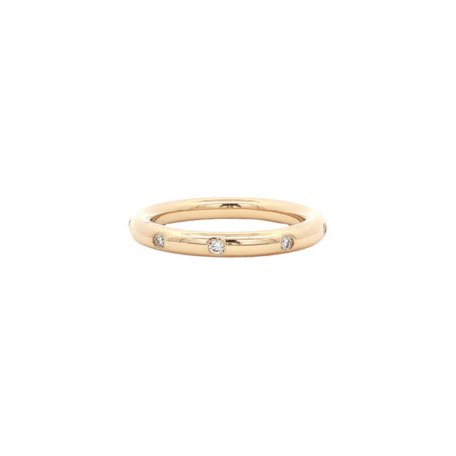 Golden stax ring with diamond from Bron Jewelry 18 karat