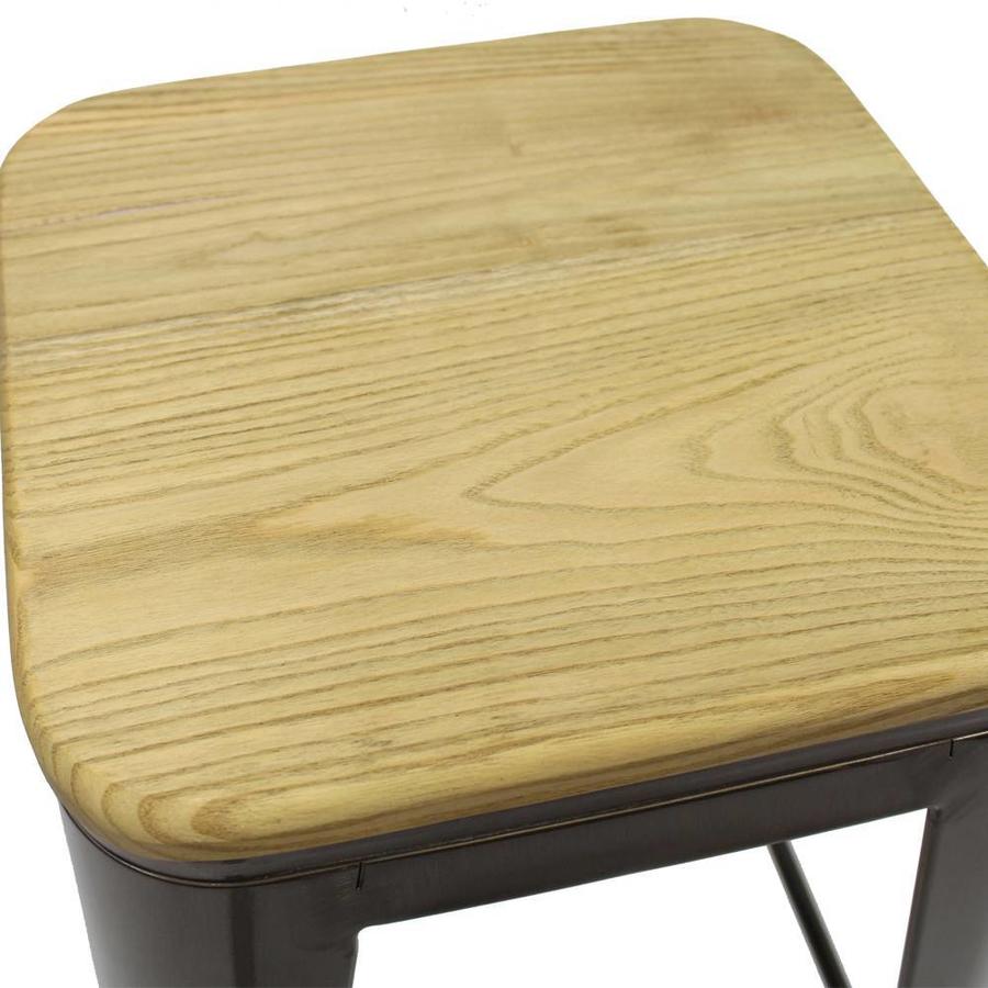 Tabouret de bar Tolix Mètal Assise en Bois-2