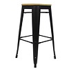 Tabouret de bar Tolix Noir Assise en Bois