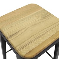 thumb-Tabouret de bar Tolix Noir Assise en Bois-2