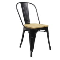 thumb-Chaise Tolix Noir Assise en bois-1