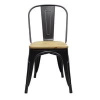 thumb-Chaise Tolix Noir Assise en bois-3