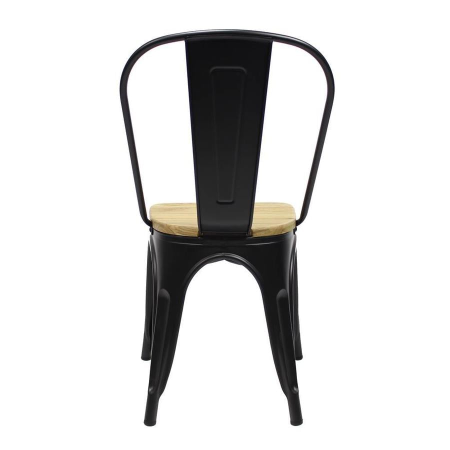 Chaise Tolix Noir Assise en bois-5