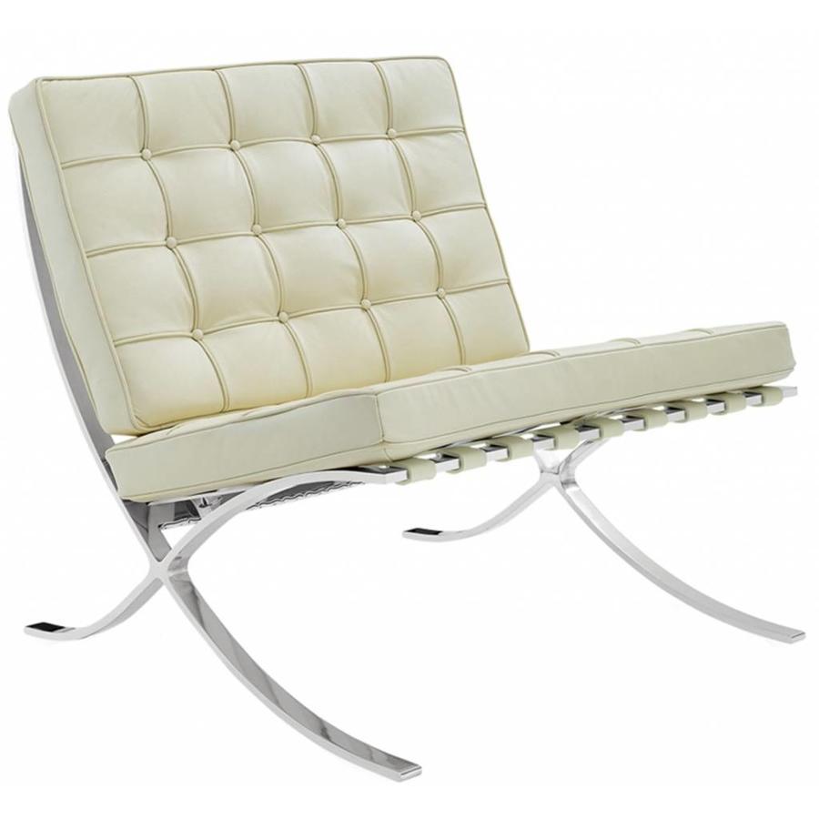 Chaise Barcelona Crème - cuir de qualité supérieure-1