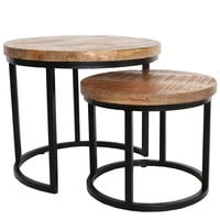 thumb-Tables basse Giro (ensemble de 2) - bois de mangue solid-3