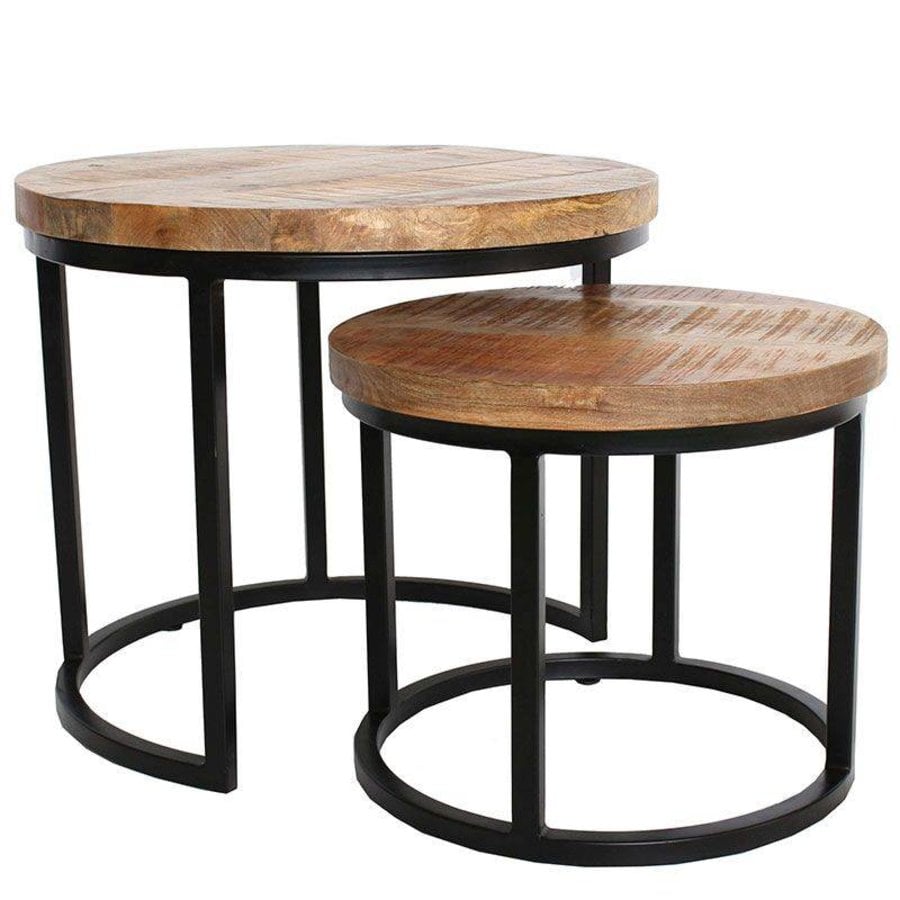 Tables basse Giro (ensemble de 2) - bois de mangue solid-3