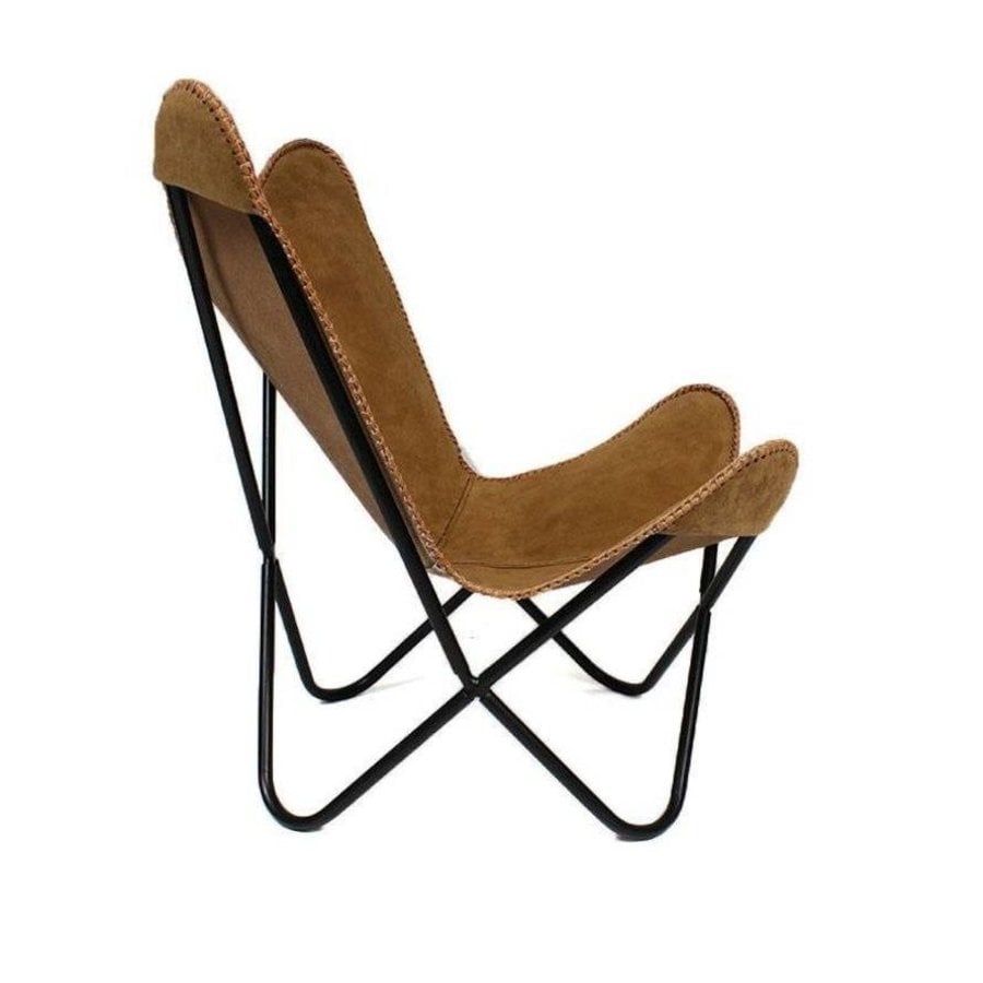 Chaise Papillon Camel - Cuir Suède-7