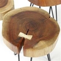 thumb-Bûches de table d'appoint en bois d'acacia massif-3