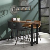 thumb-Table de bar industrielle Mawson en bois d'acacia massif-1