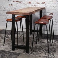 thumb-Table de bar industrielle Mawson en bois d'acacia massif-2