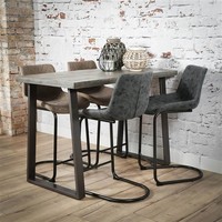 thumb-Table de bar industrielle Tomori en bois massif de manguier gris-2