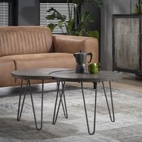 thumb-Table basse industrielle Maddison Brown (lot de 2)-1