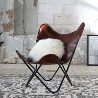 thumb-Chaise Papillon Marron - Cuir-1