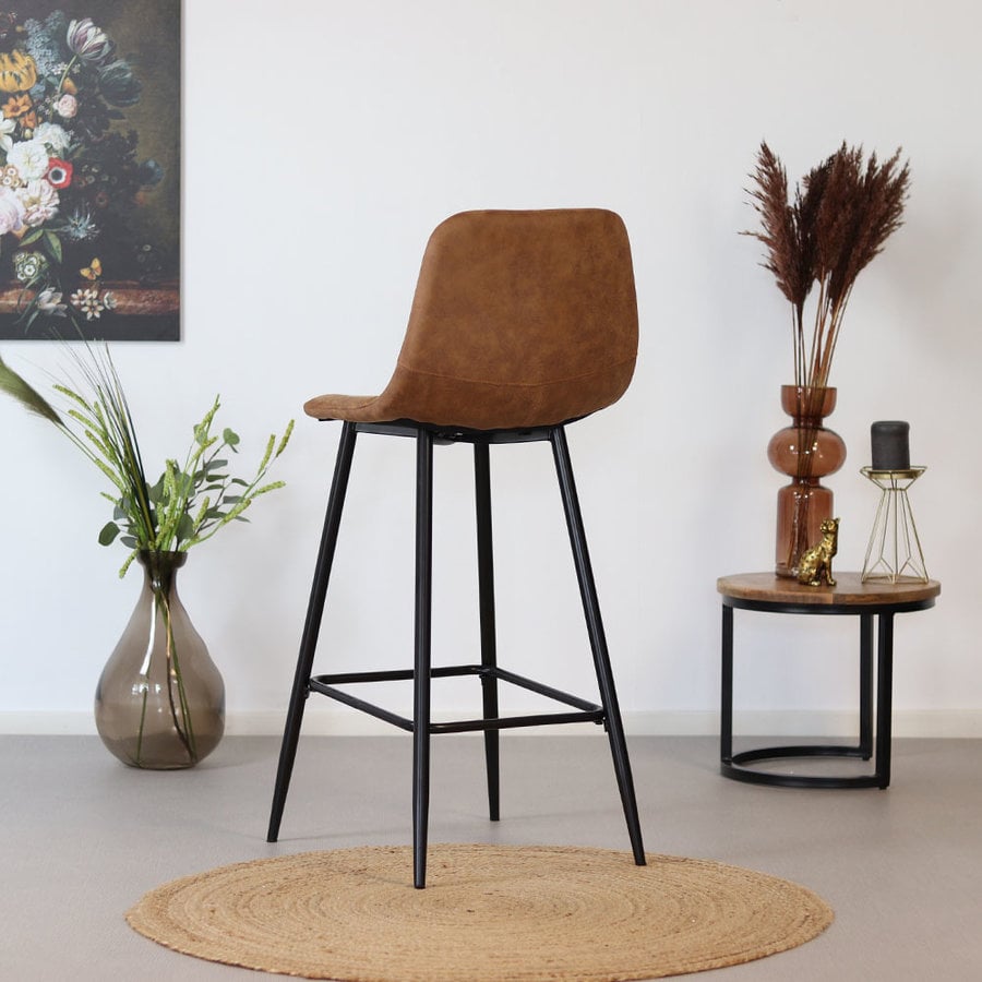 Tabouret de bar Susan Cognac Design industriel-3