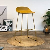 thumb-Tabouret de bar moderne Erica jaune H76 cm-1