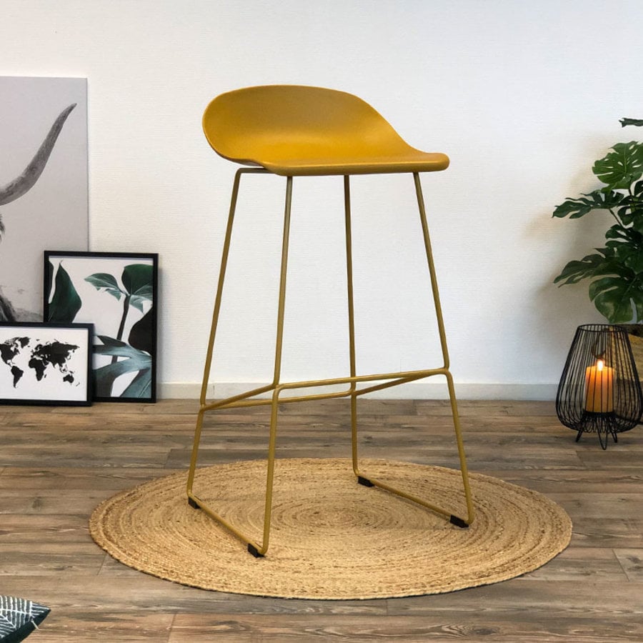 Tabouret de bar moderne Erica jaune H76 cm-1