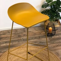 thumb-Tabouret de bar moderne Erica jaune H76 cm-2