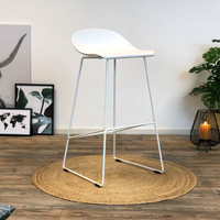 thumb-Tabouret de bar moderne Erica blanc H66 cm-1