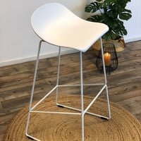 thumb-Tabouret de bar moderne Erica blanc H66 cm-2