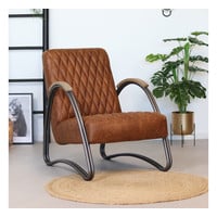 thumb-Fauteuil industriel Ivy Cuir cognac-1