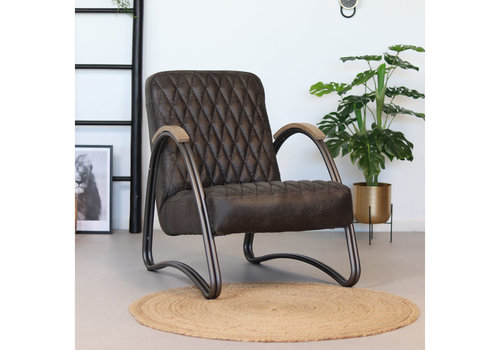  Fauteuil industriel Ivy Cuir anthracite 
