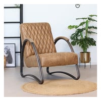 thumb-Fauteuil industriel Ivy Cuir beige-1