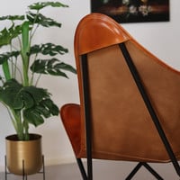 thumb-Chaise Papillon Cuir de Chèvre Cognac-6