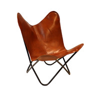 thumb-Chaise Papillon Cuir de Chèvre Cognac-7