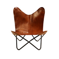 thumb-Chaise Papillon Cuir de Chèvre Cognac-9