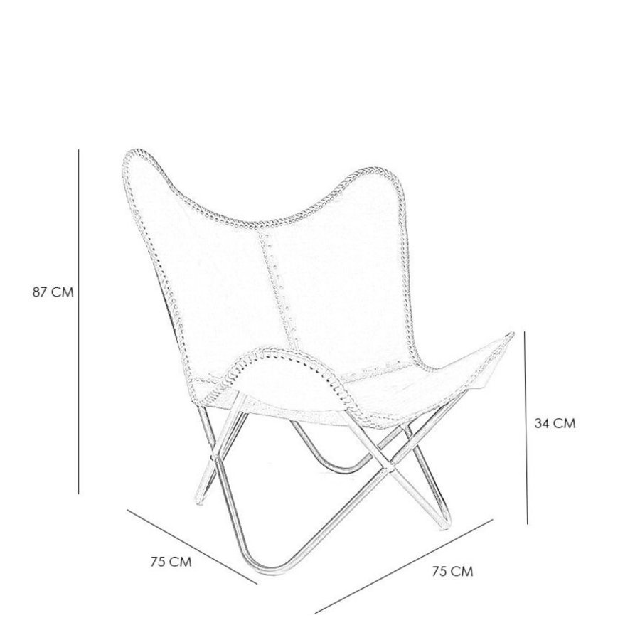 Chaise Papillon Cuir de Chèvre Cognac-10