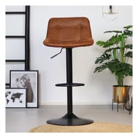 thumb-Tabouret de bar industriel Rocky Cuir Cognac-2