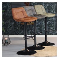 thumb-Tabouret de bar industriel Rocky Cuir Cognac-4