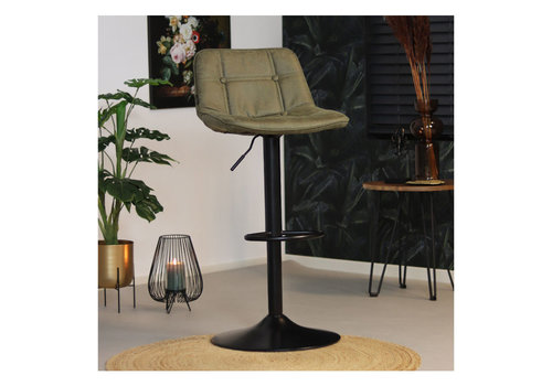  Tabouret de bar industriel Rocky Cuir vert olive 