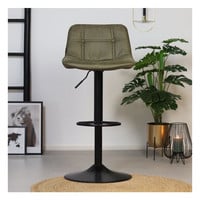 thumb-Tabouret de bar industriel Rocky Cuir vert olive-2