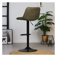 thumb-Tabouret de bar industriel Rocky Cuir vert olive-3