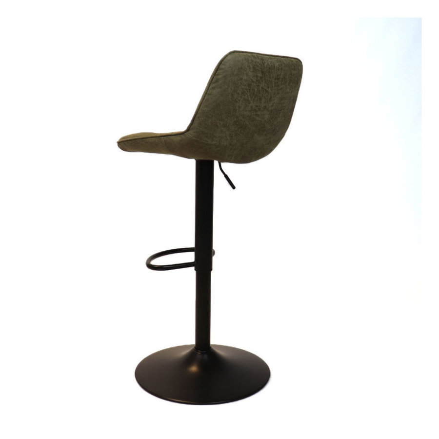 Tabouret de bar industriel Rocky Cuir vert olive-6