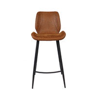 thumb-Tabouret de bar industriel Barrel Cognac Cuir-7