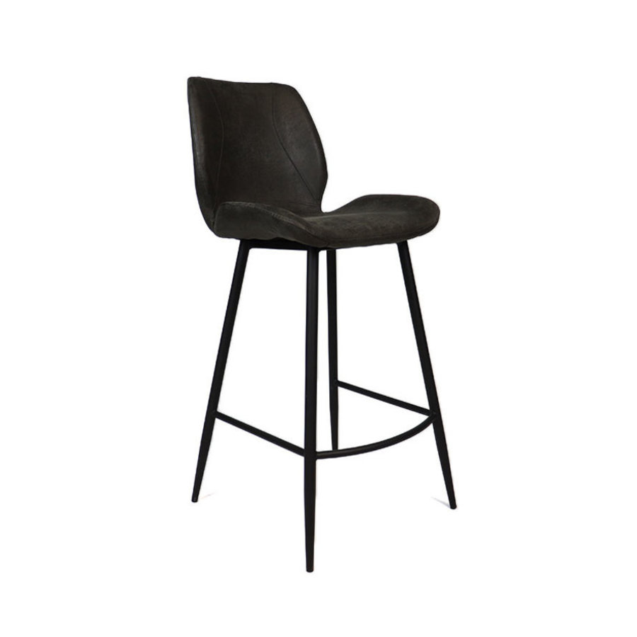 Tabouret de bar industriel Barrel Anthracite Cuir-6