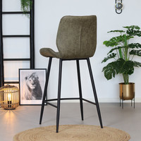 thumb-Tabouret de bar industriel Barrel Vert Cuir-3