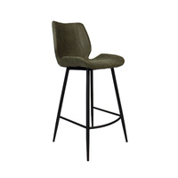 thumb-Tabouret de bar industriel Barrel Vert Cuir-5