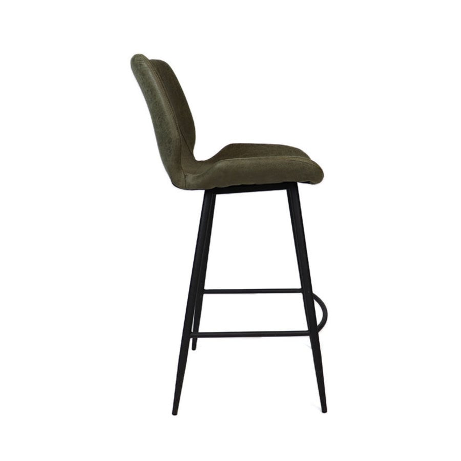 Tabouret de bar industriel Barrel Vert Cuir-7