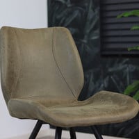 thumb-Chaise de salle à manger industrielle Vert Cuir-5