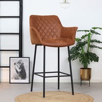 thumb-Tabouret de bar industriel Club Cuir cognac-1