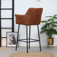 thumb-Tabouret de bar industriel Club Cuir cognac-3