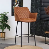 thumb-Tabouret de bar industriel Club Cuir cognac-4