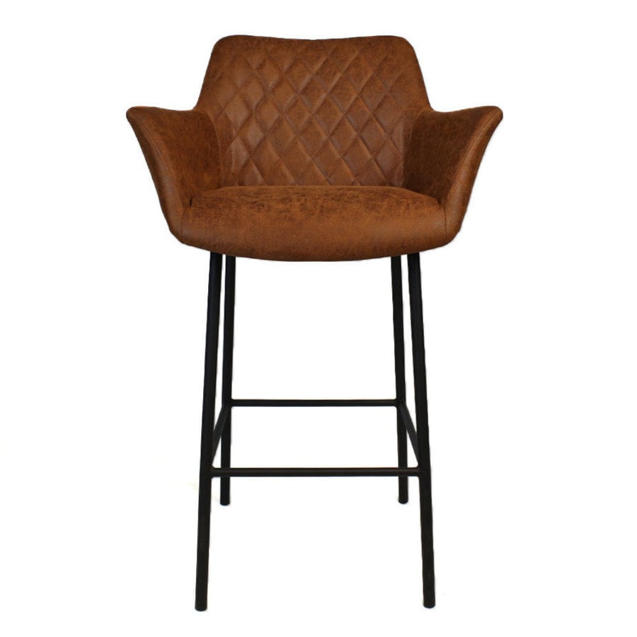 Tabouret de bar industriel Club Cuir cognac-6