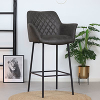 thumb-Tabouret de bar industriel Club Cuir anthracite-1