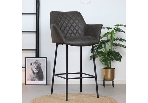  Tabouret de bar industriel Club Cuir anthracite 